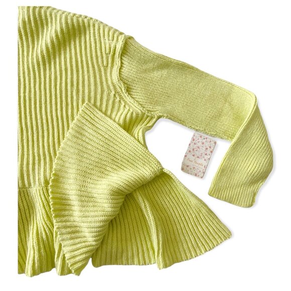 NWT Free People Cotton Blend Sweater,  Size M, Key Lime - Picture 9 of 14
